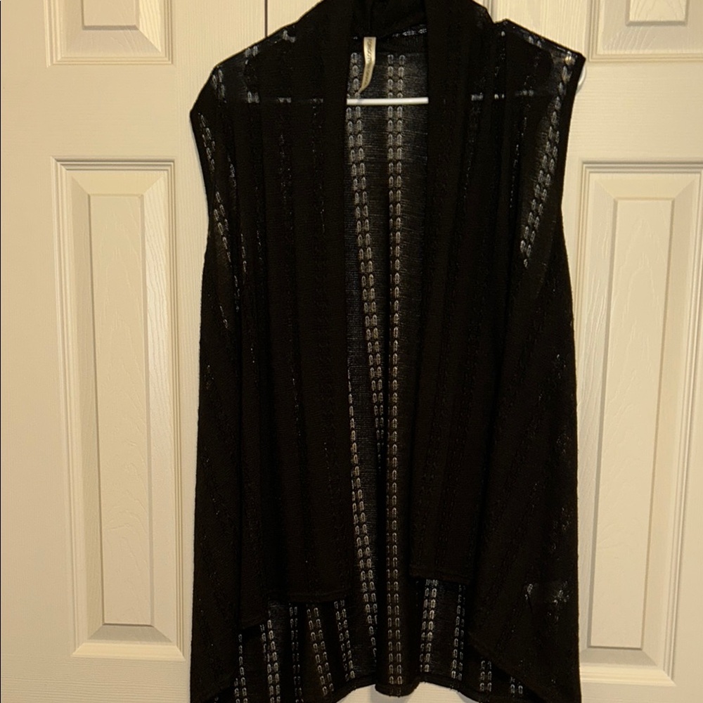 Black Knit Vest with Open Front Design
